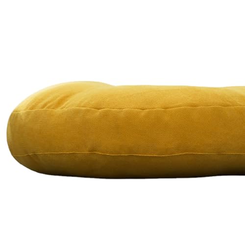 WJXBoos Round Floor Pillows,Extra Thick Large Cushion Pillows Seating Flax Tufted Corduroy Indoor Outdoor Seat Cushion Floor Seat Pads for Bay Window Tatami (Yellow,17"x17"x5")