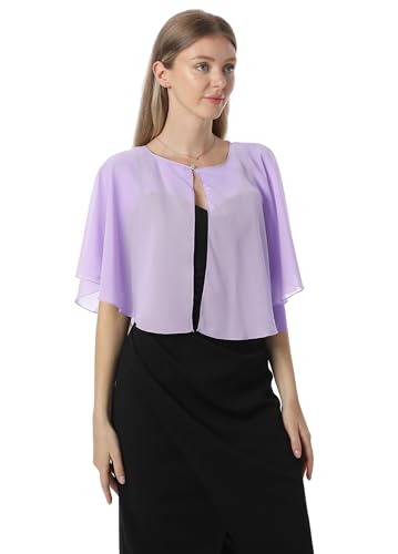 Chiffon Capelet Soft capes Shawls and Wraps for Evening Dress Wedding Cape 1920s shawl accessories for women - color: Lilac