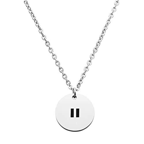 Pause Symbol Necklace for Women Meditaiton Gift Yoga Lovers Jewelry Mental Health Gift Zen Necklace - color: Pause Symbol Necklace Silver
