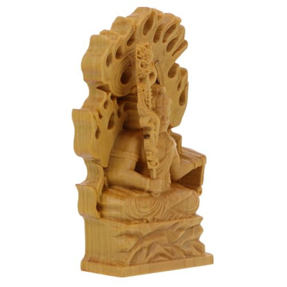 Acalanatha Buddha Statue Wood Carving Yellow Cypress Fudo Sculpture for Home Decor Feng Shui Ornament for Meditation and Zen Spaces
