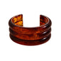 DATOA Minimalist Resin Open Cuff Bracelet Multi-Layered Neutral Tone Bangle, Statement Lightweight Jewelry for Women Men Everyday Wear & Gifting - color: Amber