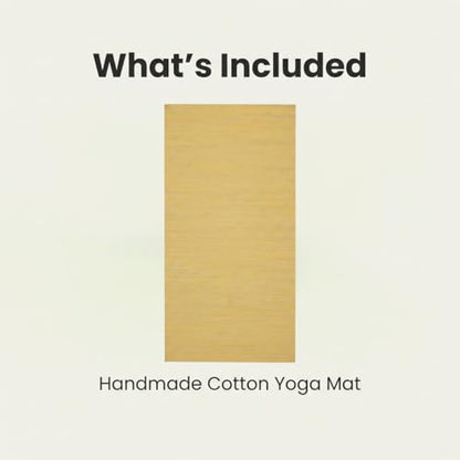 LFH Home Handmade Cotton Yoga Mat Cotton Rug picnic mat For Exercise, Workout, Fitness - Perfect Heavy Quality Eco Friendly Natural Cotton Woven Reversible Yoga Mats for Men & Women - 72x26 Inch. - color: Lemon