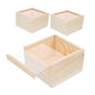Mikikit 3 Pieces Acrylic Sliding Lid Storage Boxes, Wooden Jewelry and Trinket Organizer, 15x15x8cm Sundries Case for Personal and Everyday Use