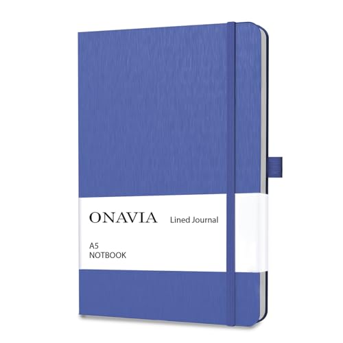 ONAVIA A5 Hardcover Notebook Journal, College Ruled Lined Notebook for Work, Office Meetings, Journaling, Planning & Daily Writing, 160 Pages (80 Sheets), 5.8 x 8.3 in, Royal Blue - color: Royal Blue