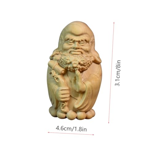 Bodhidharma Wooden Statue Hand-Carved Huangyang Wood Ornament for Zen Decor Meditation Space and Spiritual Home Decoration