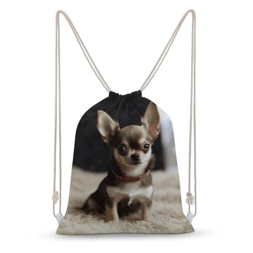 Cute Chihuahua Drawstring Backpack Sport Gym Bags Yoga Shopping Travel Casual Daypacks for Women Men - color: Cute Chihuahua