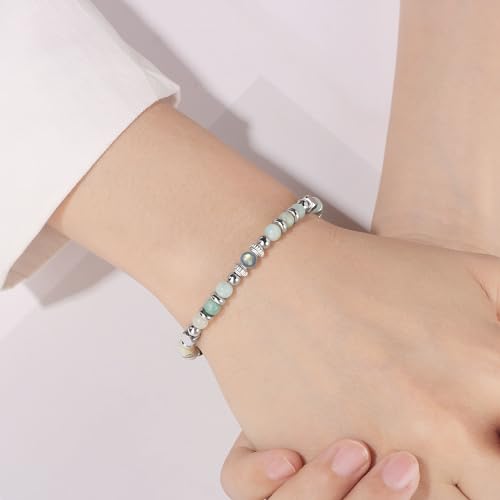 JoycuFF 𝗚𝗶𝗳𝘁𝘀 𝗳𝗼𝗿 𝗪𝗼𝗺𝗲𝗻 𝗠𝗼𝗼𝗻𝘀𝘁𝗼𝗻𝗲 𝗕𝗿𝗮𝗰𝗲𝗹𝗲𝘁 Amazonite Colorful Imperial Jasper Stainless Steel Beads Bracelets, Graduation Christmas Valentines Mothers Day Birthday Gifts - style: Girlfriend Gifts