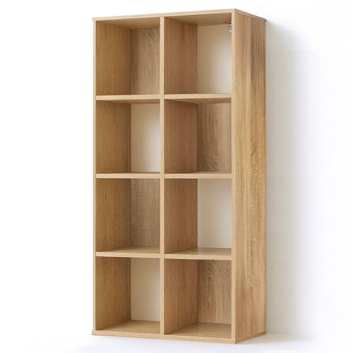 CAPHAUS Sturdy Room 11-Inch Cube Storage Organizer Shelf, with Thick Exterior Edge, Storage Shelf Divider w/Back, Bookcase, 8-Cube, Natural Oak - color: Natural Oak, size: 8 Cube