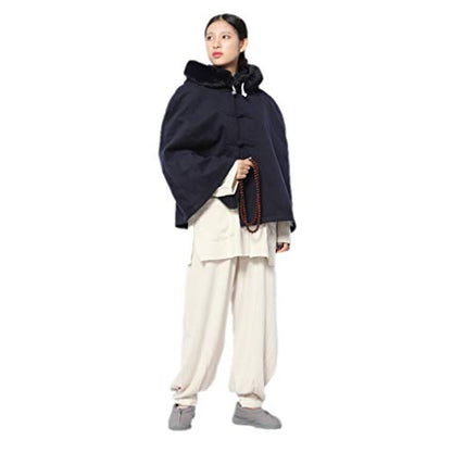 DGXIN Unisex Meditation Hooded Monk Cloak One Size Length 60cm - color: Navy Blue