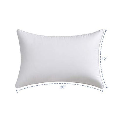 Oubonun 12x20 Lumbar Throw Pillow Inserts 2 Pack, 100% Cotton Breathable Cover Plump Rectangle Square Cushion Inserts White Decorative Pillows for Living Room Bedroom Office - style: 12x20 Inch (Pack of 2)