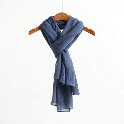 Jeelow Solid Color Scarf Wrap Shawl for Women Men – Soft Lightweight Head Scarf, All Season, Travel Beach Office Daily Wear - color: Blue Jean