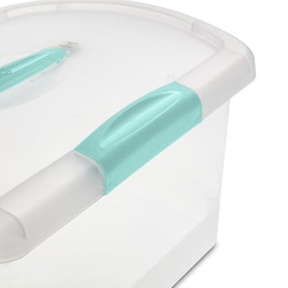 Sterilite Medium Nesting ShowOffs, Stackable Small Storage Bin with Latching Lid and Handle, Plastic Container to Organize Home, Clear, 12-Pack - size: Medium, style: 12-Pack