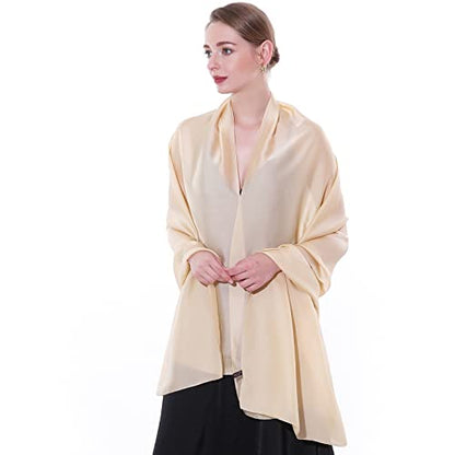 Womens Scarf Pashmina Shawls and Wraps for Evening Dresses Like Chiffon Silk Scarf for Bridal Weddings - color: Champagne