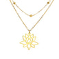 VASSAGO Buddha Lotus Necklace for Women Yoga Healing Pendant Stainless Steel Flower Necklace Buddhist Necklace Unalome Symbol Amulet Religious Jewelry - color: gold 9