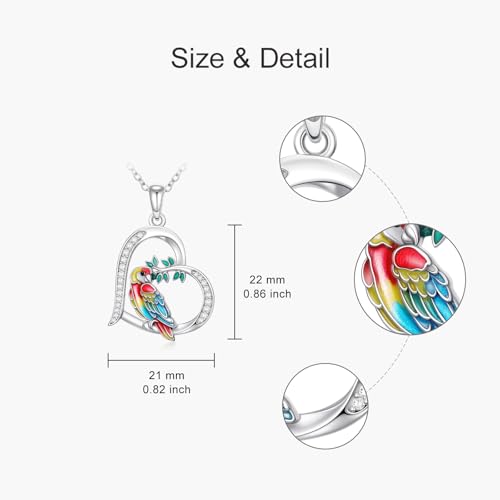 Hummingbird/Phoenix/Owl/Dove/Flamingo/Raven/Blue Jay/Cardinal/Peacock/Eagle/Parrot/Robin Necklace for Women 925 Sterling Silver Bird Pendant Necklace Animal Jewelry Gift for Mother Wife - style: Parrot Necklace