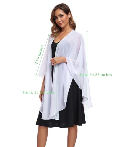TONGFANTFL Shawls Wraps for Evening Wedding Party Chiffon Scarf Soft Bridal Wraps Wedding Guest Shawl Coverage - color: White