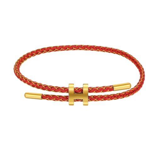 Bracelets for Women Adjustable Charm Bracelet, 18k Gold-plated Buckle Design Titanium Steel Wire Rope Women's Gift Jewelry - color: Gold-Red