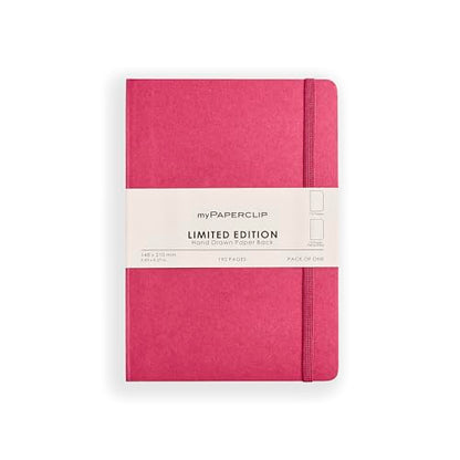 myPAPERCLIP Limited Edition A5 Plain Notebook | 192 Pages, 100 GSM, Soft Cover, A5 (5.83 × 8.27 in) | Flat Lay | Bookmark & Elastic Closure | Ruby