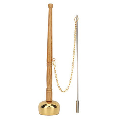 Brass Hand Bell, Buddhist Supplies Wooden Handle Singing Scripture Implement With Classic Design for Collection or Gifts
