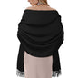 Winter Scarf for Women Pashmina Shawls and Wraps for Evening Dresses Wedding Party Bridesmaid Warm Long Scarves Shawl - color: Black