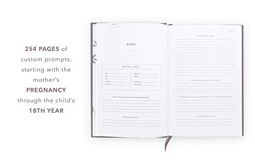 Promptly Journals, A Complete Childhood History: From Pregnancy to 18 Years Old (Grey, Linen) | Baby Book and Pregnancy Journal | Baby Memory Book - color: Grey
