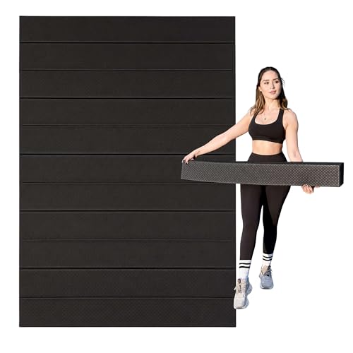 Foldable Large Yoga Mat: Extra 6mm & 8mm Thick Workout Mat for Home Gym and Travel - Anti-Slip Folding Exercise Mat for Yoga, Pilates, and More - color: Black, size: 48" x 72" x 1/4"
