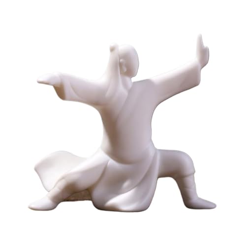 Decorative Statue Ceramics Taichi Statue Minimalist Ceramic Kongfu Sculpture, Meditation Zen Figurine Incense Holder Room Decor(White B) - color: White B