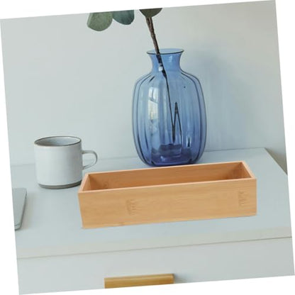 Unomor 2pcs Bamboo Storage Boxes Organizer Box for Home Office Craft Storage Portable Wooden
