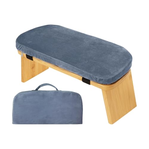 Meditation Bench, Bench for Home, Stable, Stool, Bamboo, Stable for Kneeling Or Sitting, Meditation Stool, Knee Stool, Light Blue