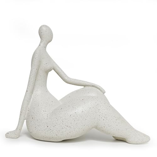 Modern Abstract Resin Lady Figurine - Elegant Home Office Decor Sculpture, White Matte Glaze Abstract Art Ornament, Stylish Interior Accent - color: White-matte
