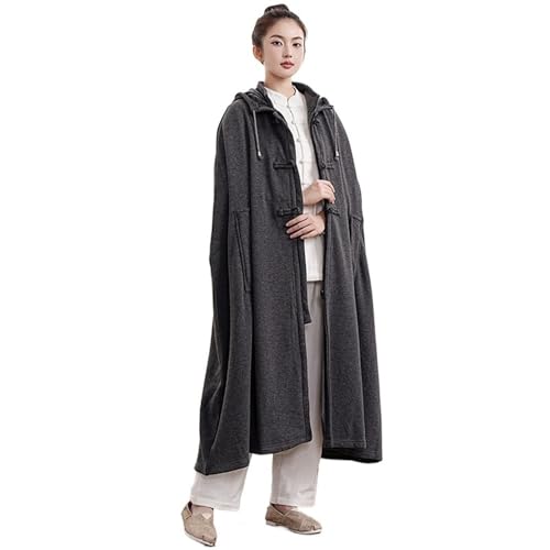 Unisex Meditation Buddhist Cloak Warm Plush Meditation Outerwear Meditation Prayer Outfit Coat Traditional Monk Robe - color: Gray, size: Small
