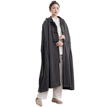 Unisex Meditation Buddhist Cloak Warm Plush Meditation Outerwear Meditation Prayer Outfit Coat Traditional Monk Robe - color: Gray, size: Small