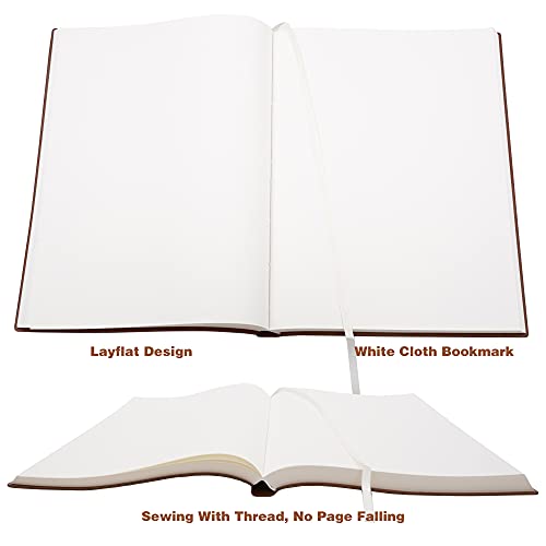 Large Thick Journal Notebook, Blank Papers, A4 8.4x11.4 inches, 416 Pages, Soft Faux Leather Cover Sketchbook for Writing Drawing (Brown, Plain) - color: Brown, Plain, 416Pages