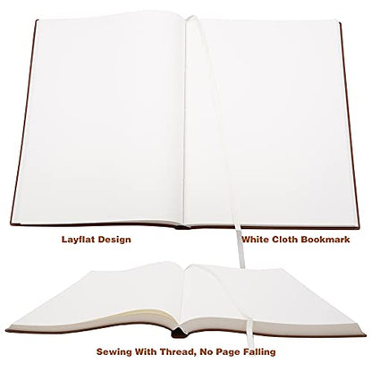 Large Thick Journal Notebook, Blank Papers, A4 8.4x11.4 inches, 416 Pages, Soft Faux Leather Cover Sketchbook for Writing Drawing (Brown, Plain) - color: Brown, Plain, 416Pages