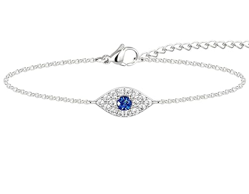 3mm Diamond Classic Tennis Bracelet for Women Dainty, Gold Jesus Cross Bracelets Trendy, 14K Gold Plated Heart/Evil Eye/Pearl/Starfish & Seashell Charm Bracelets for Women Bulk - style: Silver Evileye
