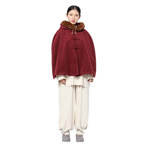 DGXIN Unisex Meditation Hooded Monk Cloak One Size Length 60cm - color: Maroon