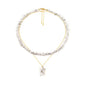 2Pcs Crystal Necklace for Women Handmade Choker Necklaces Pendant Necklace Natural Stone Gemstone Beaded Necklace 18k Gold Plated Adjustable Dainty Necklace for Women - color: Howlite