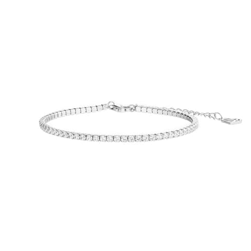 CAITLYNMINIMALIST Dainty Classic CZ Diamond 18K Gold Silver Adjustable Tennis Bracelet for Women Gift for Her - color: Sterling Silver