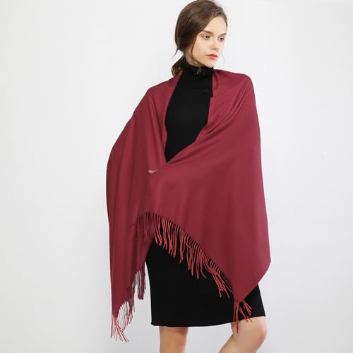 RIIQIICHY Women's Scarf Pashmina Shawls and Wraps for Evening Dress Bridesmaid Wedding Bridal Winter Warm Long Large Scarves - color: Dark Red