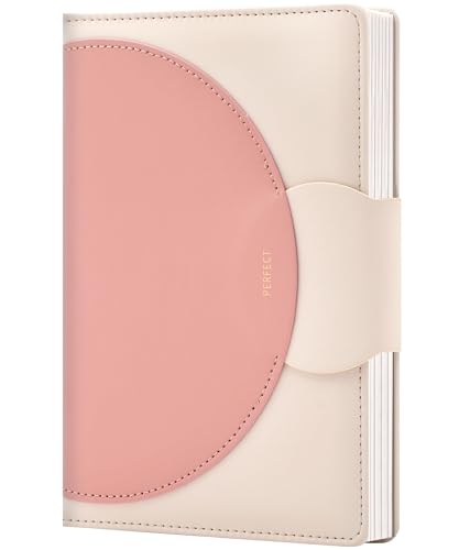 CAGIE Lined Journal for Women, 100GSM Leather Journals for Writing with Buckle Closure,A5 Hardcover Diary Journaling Notebooks for Business Work School Note Taking 5.9" x8.5 (Pink) - color: Pink