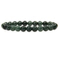 Angelstones Handmade Natural Healing Gemstone 8mm Round Beads Stretch Crystal Bracelet 7 Inch Unisex - color: Dark Green Jade