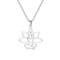 UNIFT Lotus Meditation Necklace For Women Stainless Steel Om Yoga Spiritual Symbol Hollow Out Hindu Yoga Jewelry Inspirational Amulet Gift - color: silver