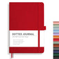 RETTACY Dotted Journal Notebook, 192 Pages, A5 Medium Size (5.7'' x 8.3''), Leather Hardcover, 100 GSM Thick Paper, for Journaling, Planning, Tracking (Red) - color: Red, style: Dotted