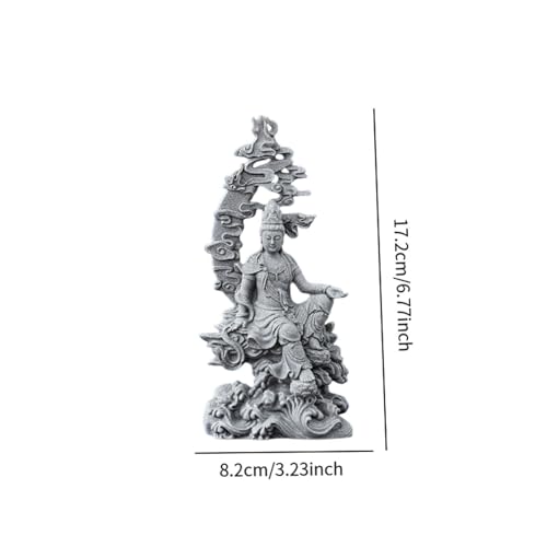 Fenteer Guan Yin Abstract Art Statue Resin Sculpture Figurine Electroplated Finish Stone Texture Artistic Design Suitable for Gift Giving Home Decoration 8.2c