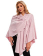 PULI Womens Elegant Cross Front Shawl Wraps Knitted Ponchos Cape Light Weight Poncho Sweater Soft Warm Travel Wraps - color: Pink