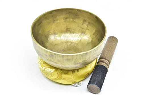 5 Inch Authentic Antique Old Tibetan Hand Hammared Singing Bowl from Nepal-Meditation Bowl,Healing Gold