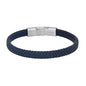 Geoffrey Beene Men's Braided Genuine Leather Bracelet with Stainless Steel Closure - color: Blue, Silver