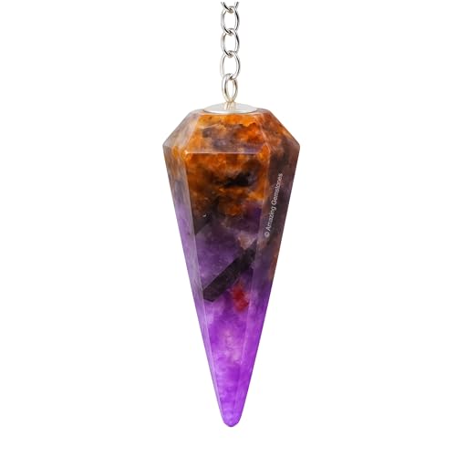 Amazing Gemstone Chevron Amethyst Crystal Pendulum for Divination - Certified Dowsing Crystals and Healing Stones for Chakra Balancing and Meditation - Enhance Reiki Spiritual Growth - color: Amethyst (Chevron)