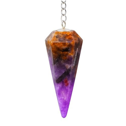 Amazing Gemstone Chevron Amethyst Crystal Pendulum for Divination - Certified Dowsing Crystals and Healing Stones for Chakra Balancing and Meditation - Enhance Reiki Spiritual Growth - color: Amethyst (Chevron)