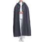 Unisex Meditation Buddhist Hooded Cloak Loose-Fit Comfortable Warm Prayer Robe Button Down Coat Poncho - color: Gray, size: Medium